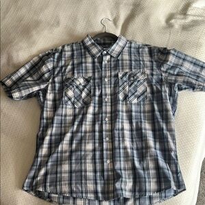 Paper Denim & Cloth men’s Blue Plaid Short Sleeve Shirt XL